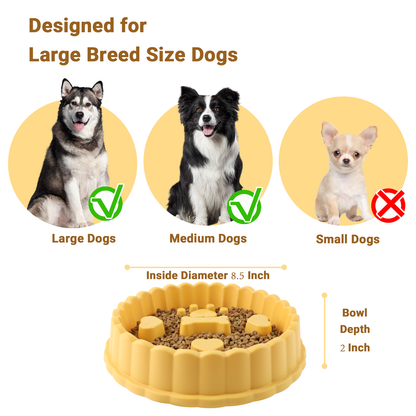 TinyWiz 𝐒𝐥𝐨𝐰 𝐅𝐞𝐞𝐝𝐞𝐫 𝐃𝐨𝐠 𝐁𝐨𝐰𝐥𝐬 𝐟𝐨𝐫 𝐋𝐚𝐫𝐠𝐞 𝐃𝐨𝐠𝐬, Anti-Choking Slow Feeding Dog Puzzle Bowl Interactive Healthy Dog Dishes to Slow Down Eating, Yellow