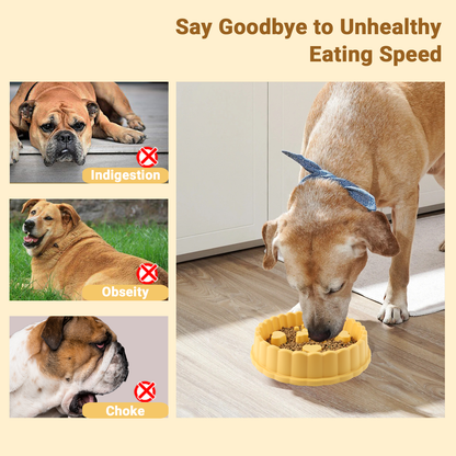 TinyWiz 𝐒𝐥𝐨𝐰 𝐅𝐞𝐞𝐝𝐞𝐫 𝐃𝐨𝐠 𝐁𝐨𝐰𝐥𝐬 𝐟𝐨𝐫 𝐋𝐚𝐫𝐠𝐞 𝐃𝐨𝐠𝐬, Anti-Choking Slow Feeding Dog Puzzle Bowl Interactive Healthy Dog Dishes to Slow Down Eating, Yellow