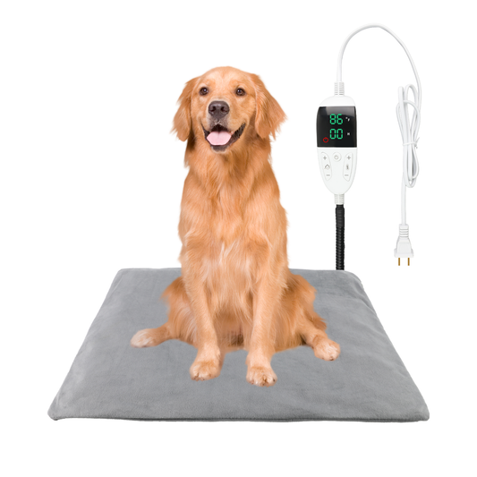 TinyWiz Pet Heating Pad for Dogs Cats - Heated Pet Bed Mat with Timer, 12 Level Temperature Adjustable Indoor Dog Cat Heating Pad with Overheat Protection, Pet Warming Mat with Chew Resistant Cord