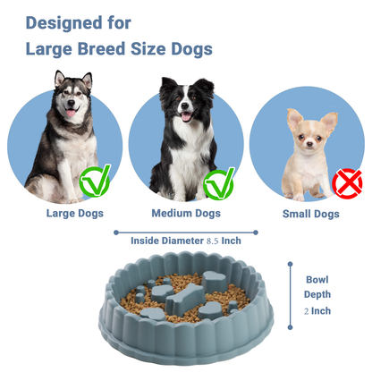 TinyWiz 𝐒𝐥𝐨𝐰 𝐅𝐞𝐞𝐝𝐞𝐫 𝐃𝐨𝐠 𝐁𝐨𝐰𝐥𝐬 𝐟𝐨𝐫 𝐋𝐚𝐫𝐠𝐞 𝐃𝐨𝐠𝐬, Anti-Choking Slow Feeding Dog Puzzle Bowl Interactive Healthy Dog Dishes to Slow Down Eating, Blue