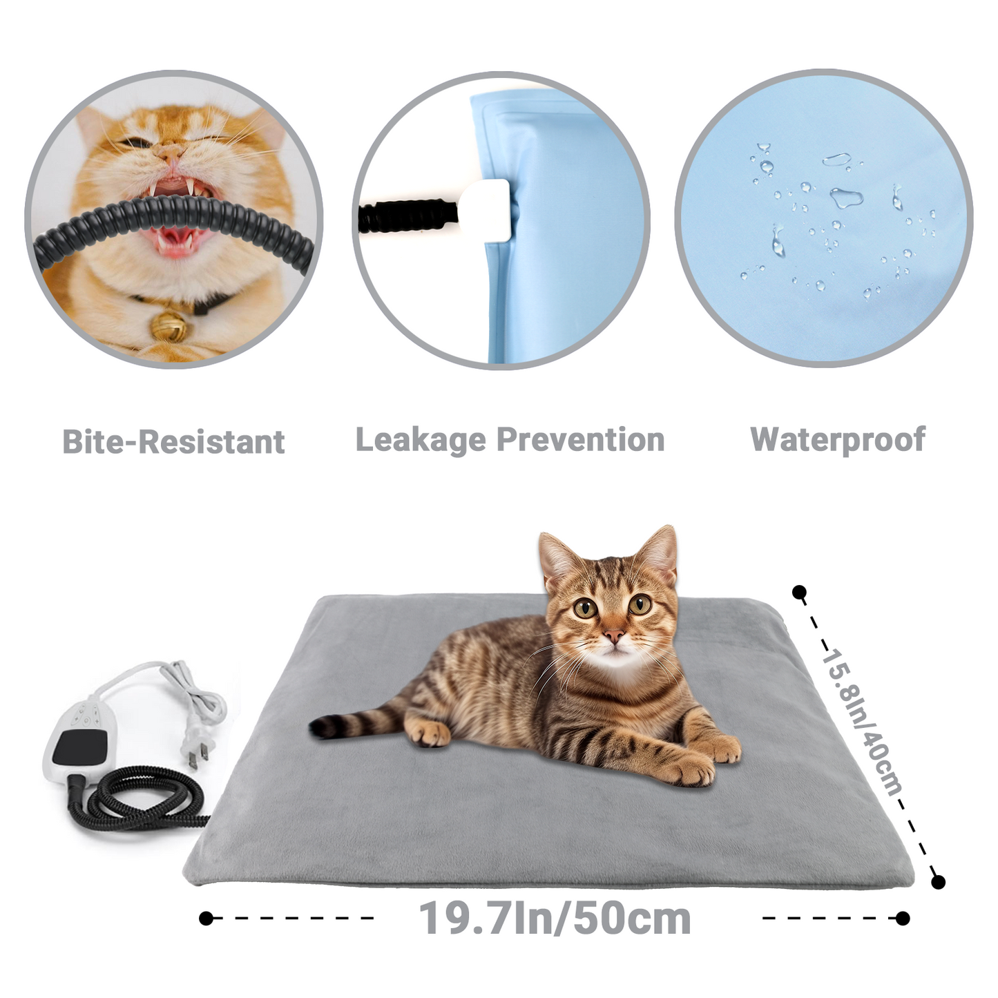 TinyWiz Pet Heating Pad for Dogs Cats - Heated Pet Bed Mat with Timer, 12 Level Temperature Adjustable Indoor Dog Cat Heating Pad with Overheat Protection, Pet Warming Mat with Chew Resistant Cord