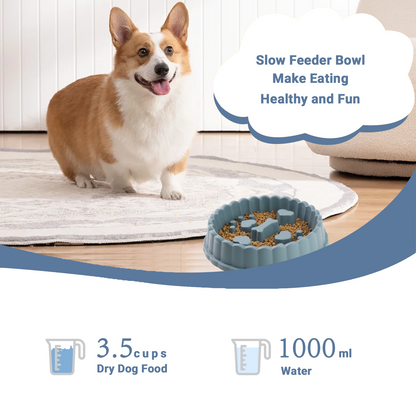 TinyWiz 𝐒𝐥𝐨𝐰 𝐅𝐞𝐞𝐝𝐞𝐫 𝐃𝐨𝐠 𝐁𝐨𝐰𝐥𝐬 𝐟𝐨𝐫 𝐋𝐚𝐫𝐠𝐞 𝐃𝐨𝐠𝐬, Anti-Choking Slow Feeding Dog Puzzle Bowl Interactive Healthy Dog Dishes to Slow Down Eating, Blue