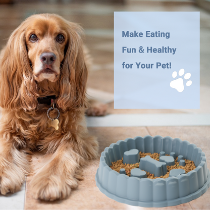 TinyWiz 𝐒𝐥𝐨𝐰 𝐅𝐞𝐞𝐝𝐞𝐫 𝐃𝐨𝐠 𝐁𝐨𝐰𝐥𝐬 𝐟𝐨𝐫 𝐋𝐚𝐫𝐠𝐞 𝐃𝐨𝐠𝐬, Anti-Choking Slow Feeding Dog Puzzle Bowl Interactive Healthy Dog Dishes to Slow Down Eating, Blue