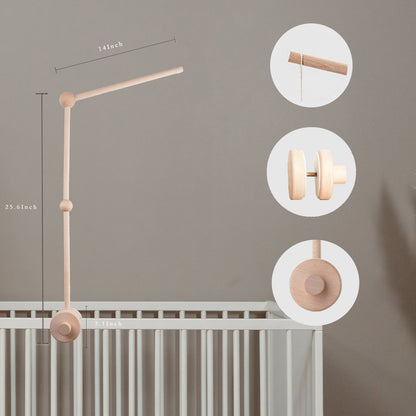 Baby Crib Mobile Arm - Wooden Mobile Hanger for Crib, Crib Mobile Holder for Newborn Girls Boys Nursery Decor