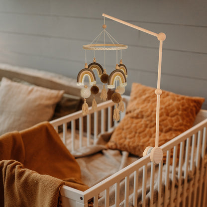 Baby Crib Mobile Arm - Wooden Mobile Hanger for Crib, Crib Mobile Holder for Newborn Girls Boys Nursery Decor