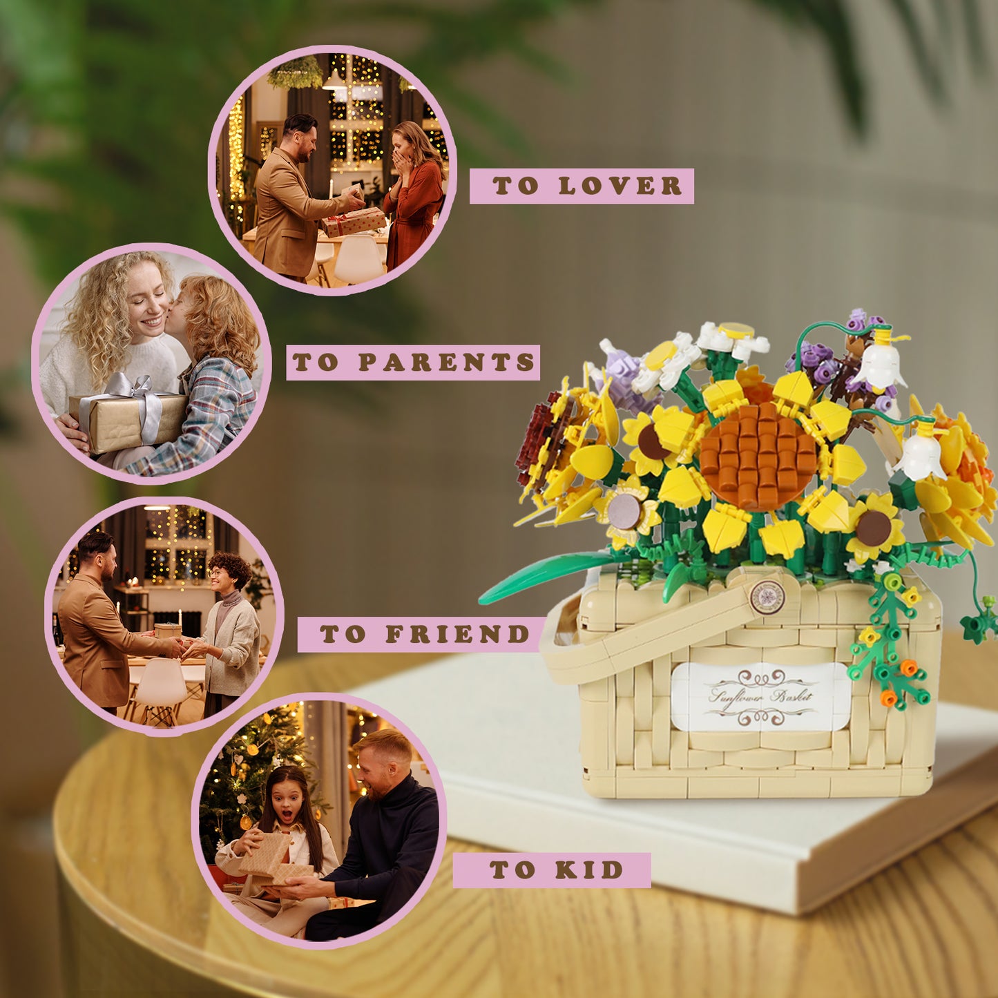 Sunflower Bouquet Building Set - Flower Bonsai Building Blocks Kits Plant Collection, Ideal Gifts for Teen Girl and Adults, Mothers Day, Home & Office Decor