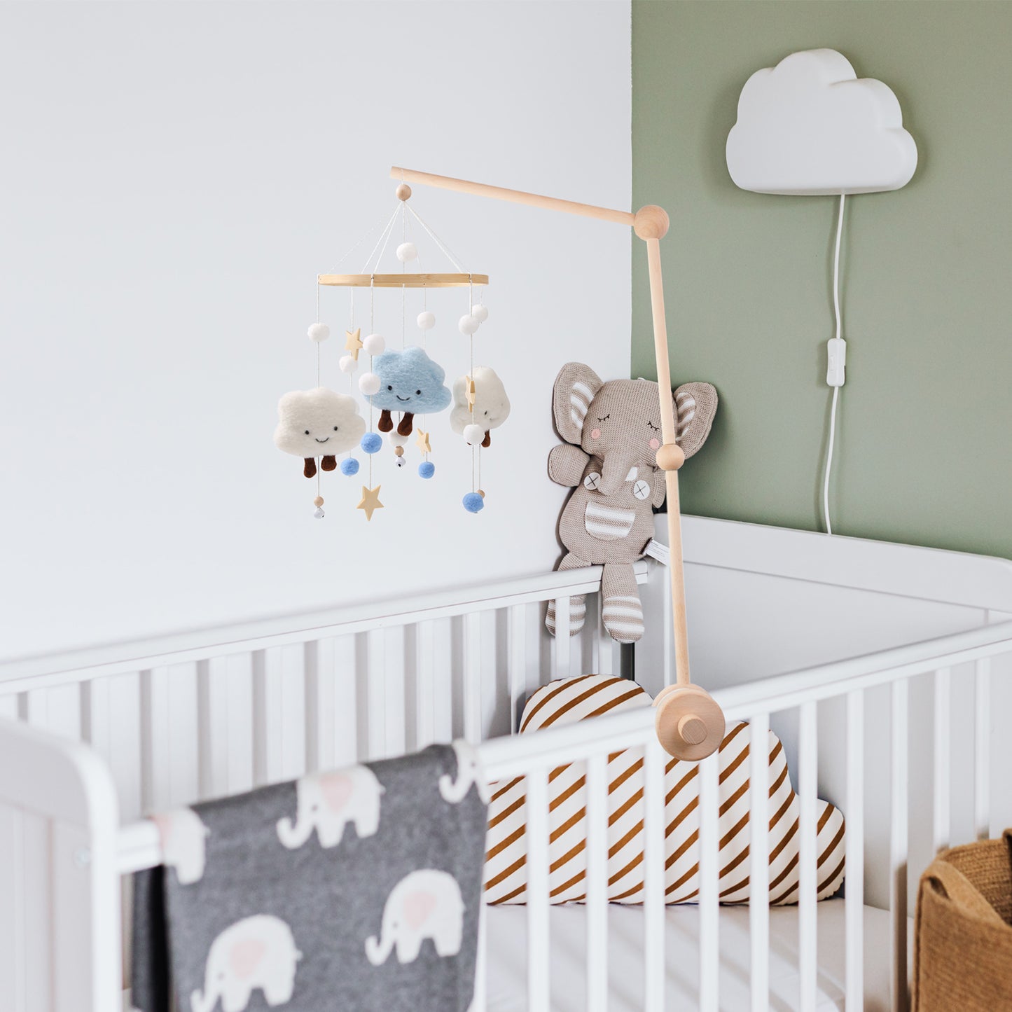 Baby Crib Mobile Arm - Wooden Mobile Hanger for Crib, Crib Mobile Holder for Newborn Girls Boys Nursery Decor