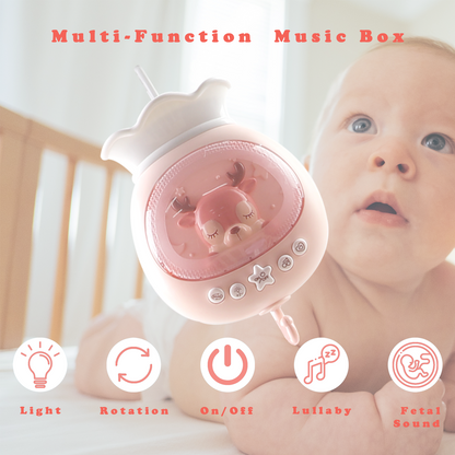 Baby Musical Crib Mobile with Timing Function and Soft Lights, Baby Mobile for Crib with Hanging Rotating Rattles, Remote Control, Crib Mobile for Newborn Girls Boys - Pink